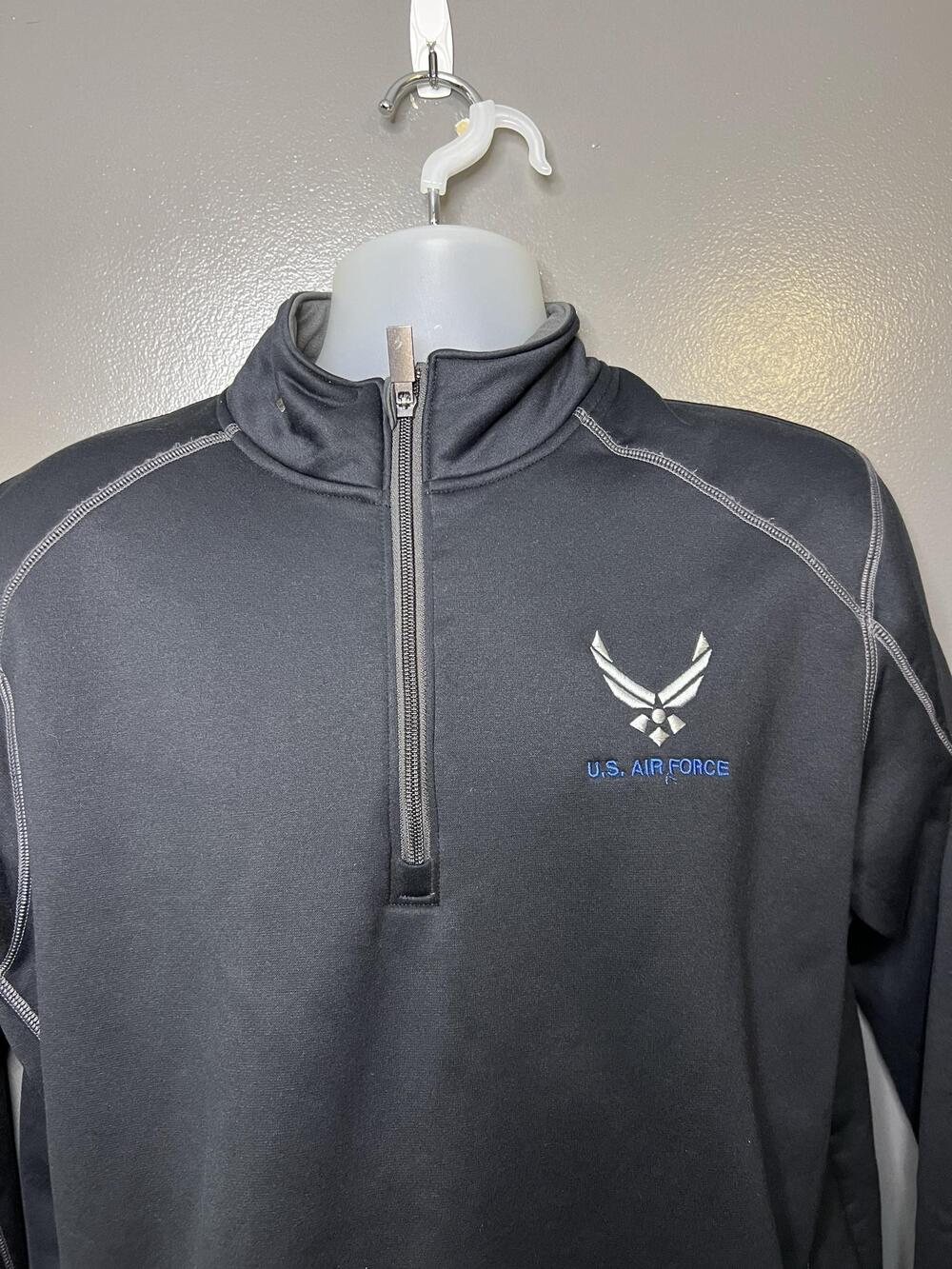 Under Armour Pullover Mens Large Black U.S. Air Force 1/4 Zip Fleece Athletic